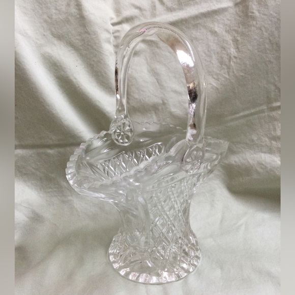 Vintage Glass Brides Basket with handle - Picture 1 of 7